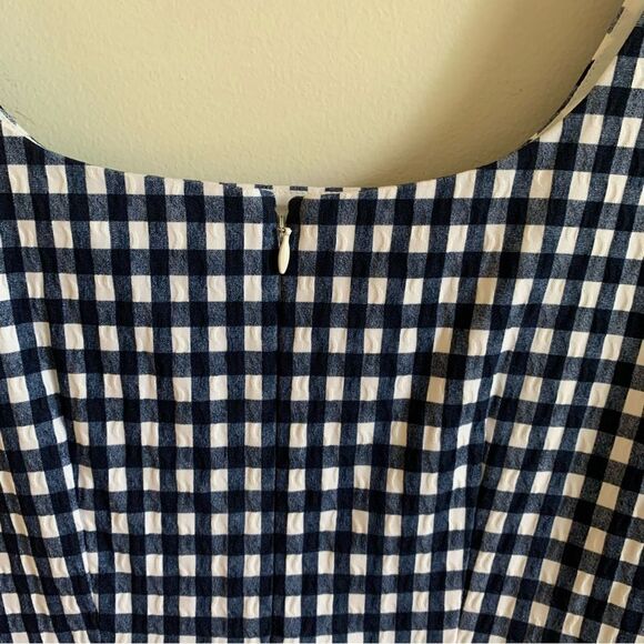 NWT J Crew Sleeveless Mini Dress in Stretch Gingham Navy Blue/White Size 6 - Picture 7 of 8